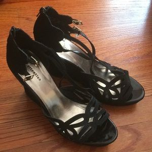 New black heels size 11 suede wedges by attention